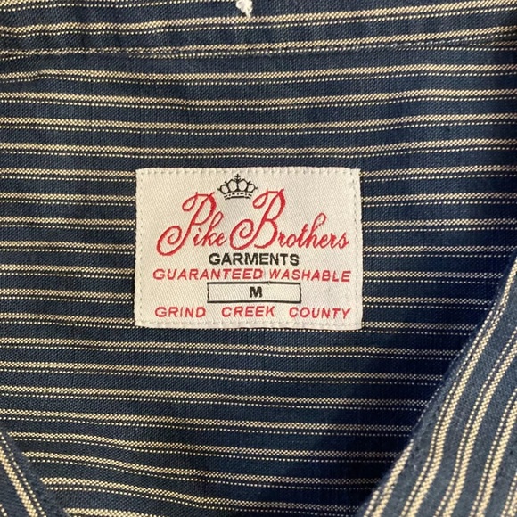 Pike Brothers 1923 Buccanoy Shirt Blue Striped Railroad Band Collar Shirt, Sz M - Picture 5 of 12